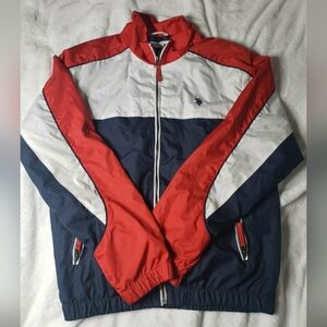 U.S. Polo Assn. Small Red White Blue Bomber Jacket Mens US Windbreaker
